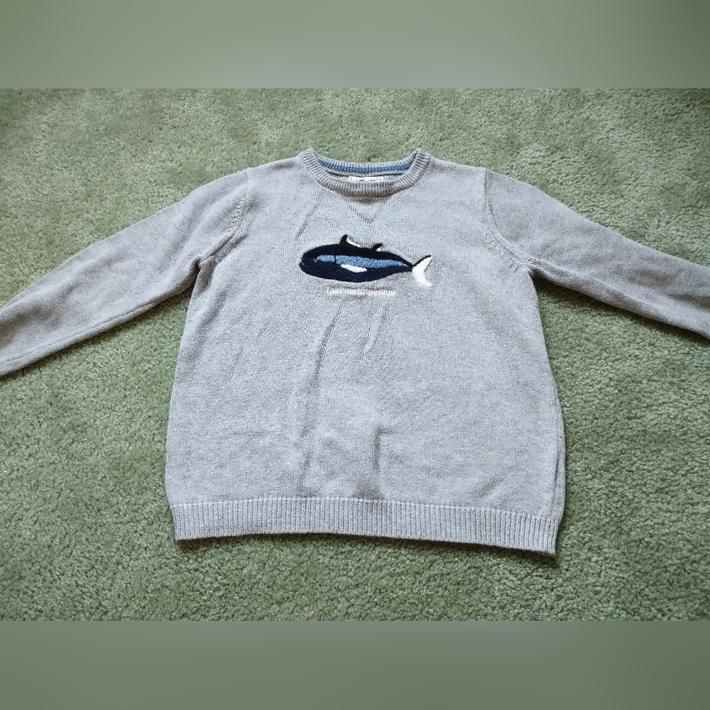 Boy Gray Sweater with Whale Design